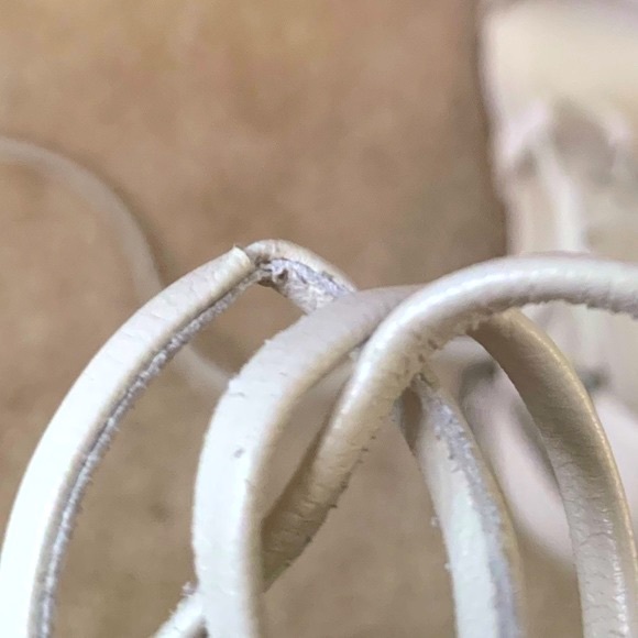 Calvin Klein Cream Leather Sandals With Metallic Heel - Picture 10 of 10